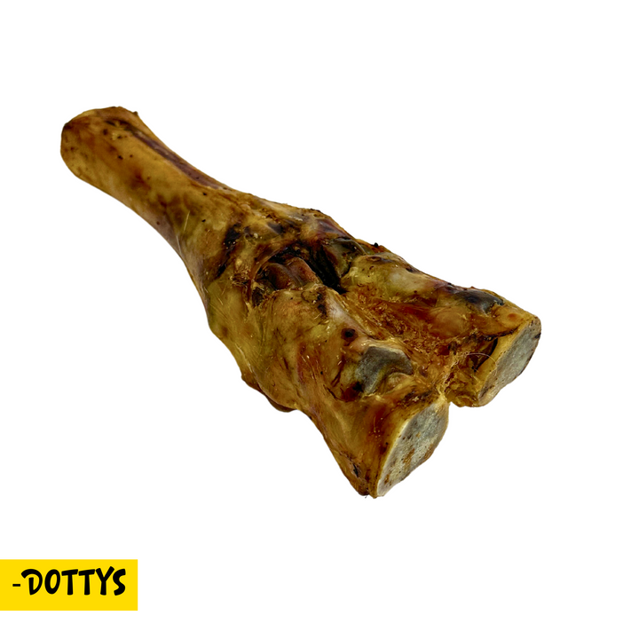 Angle view of beef leg bone