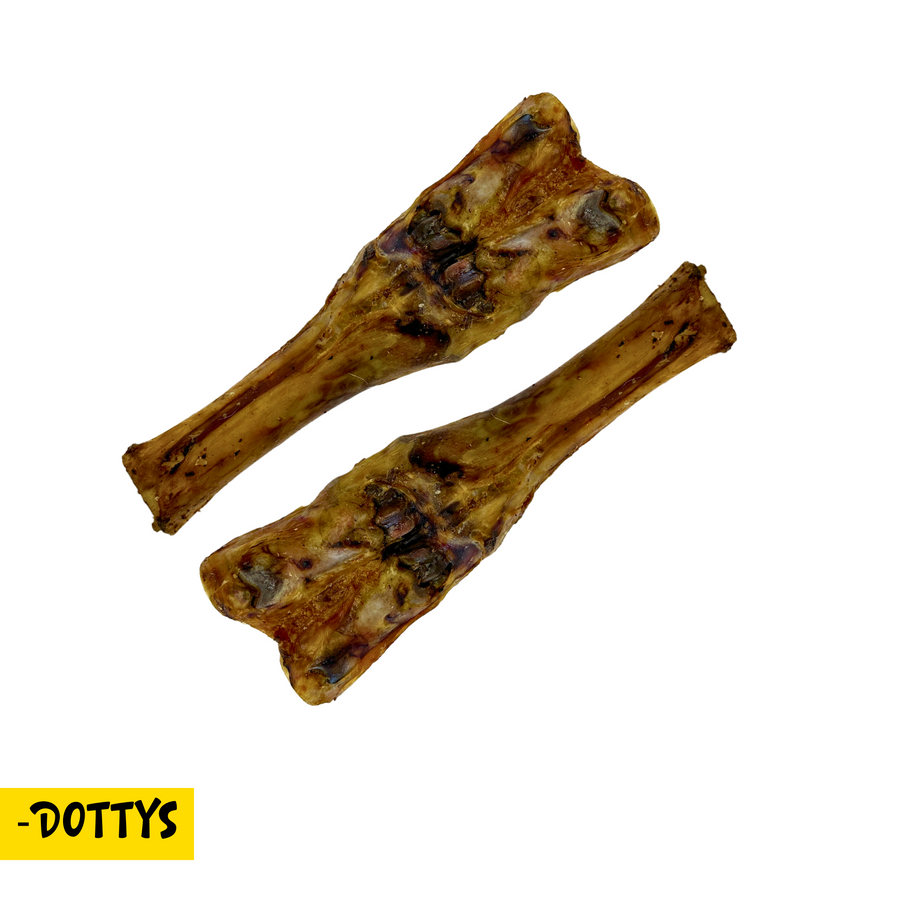 Demonstration of beef leg bone for dogs