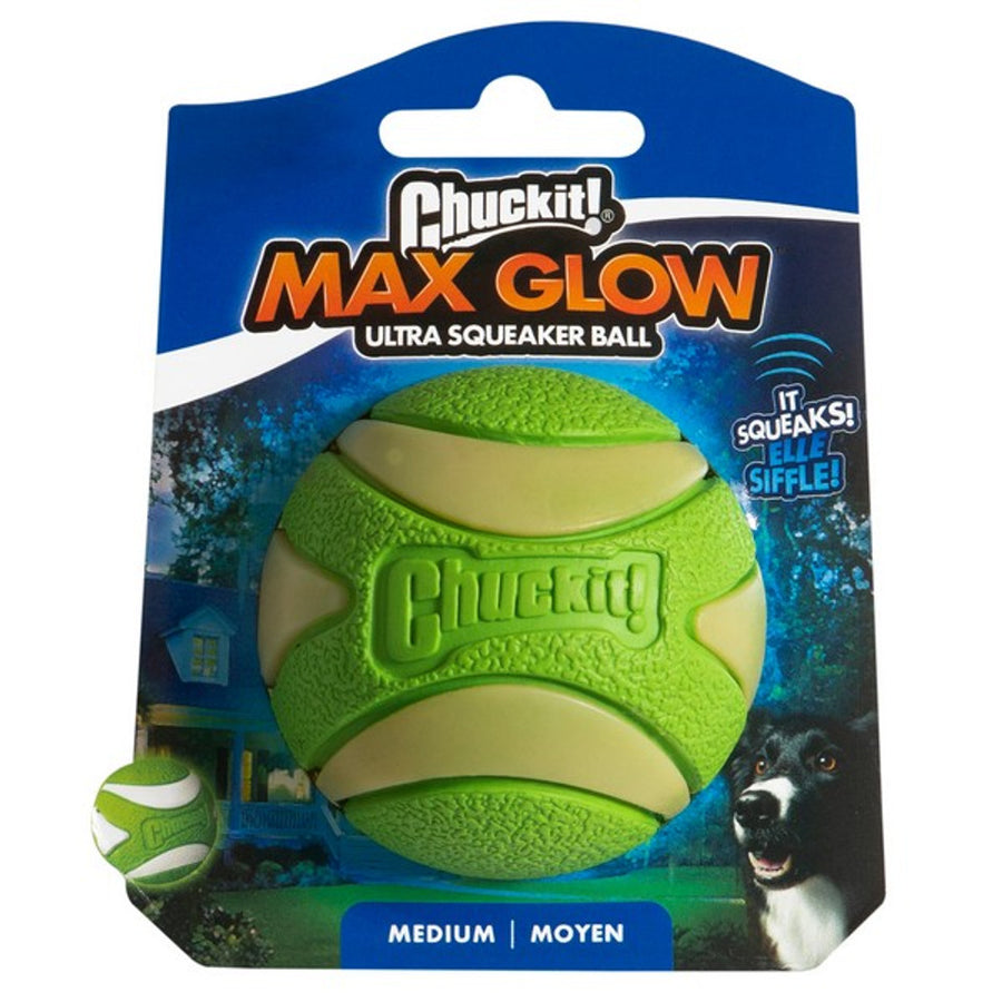 Packet of chuckit max glow ultra squeaker medium size 