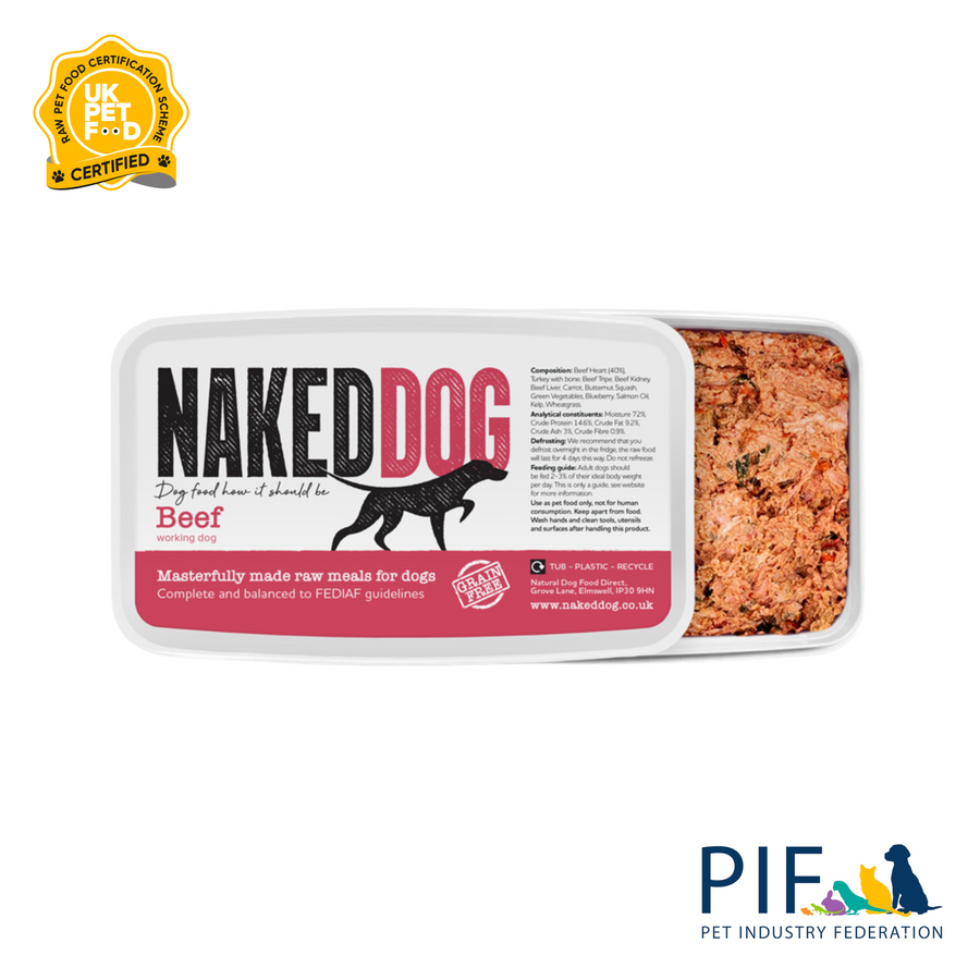 Naked dog original dog food made of beef