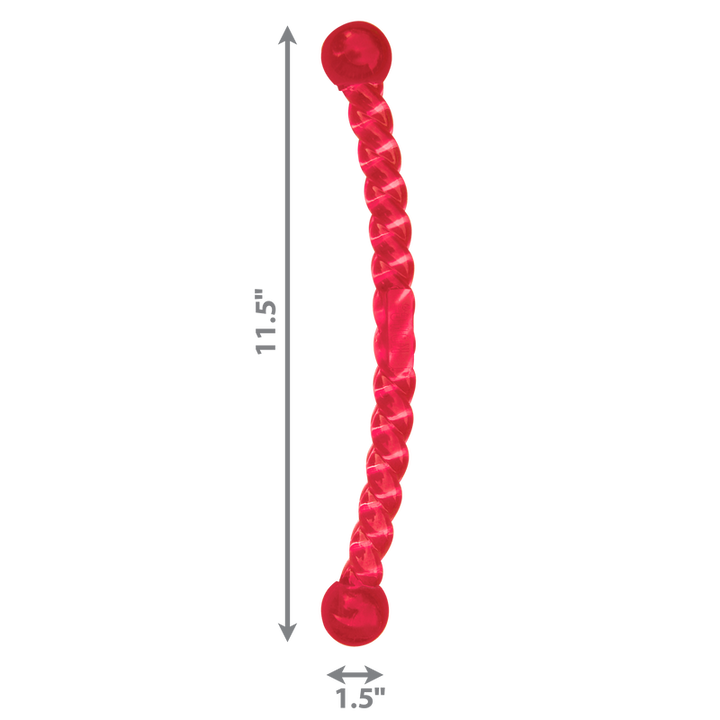 Red color kong safestix in removed background with size measurement