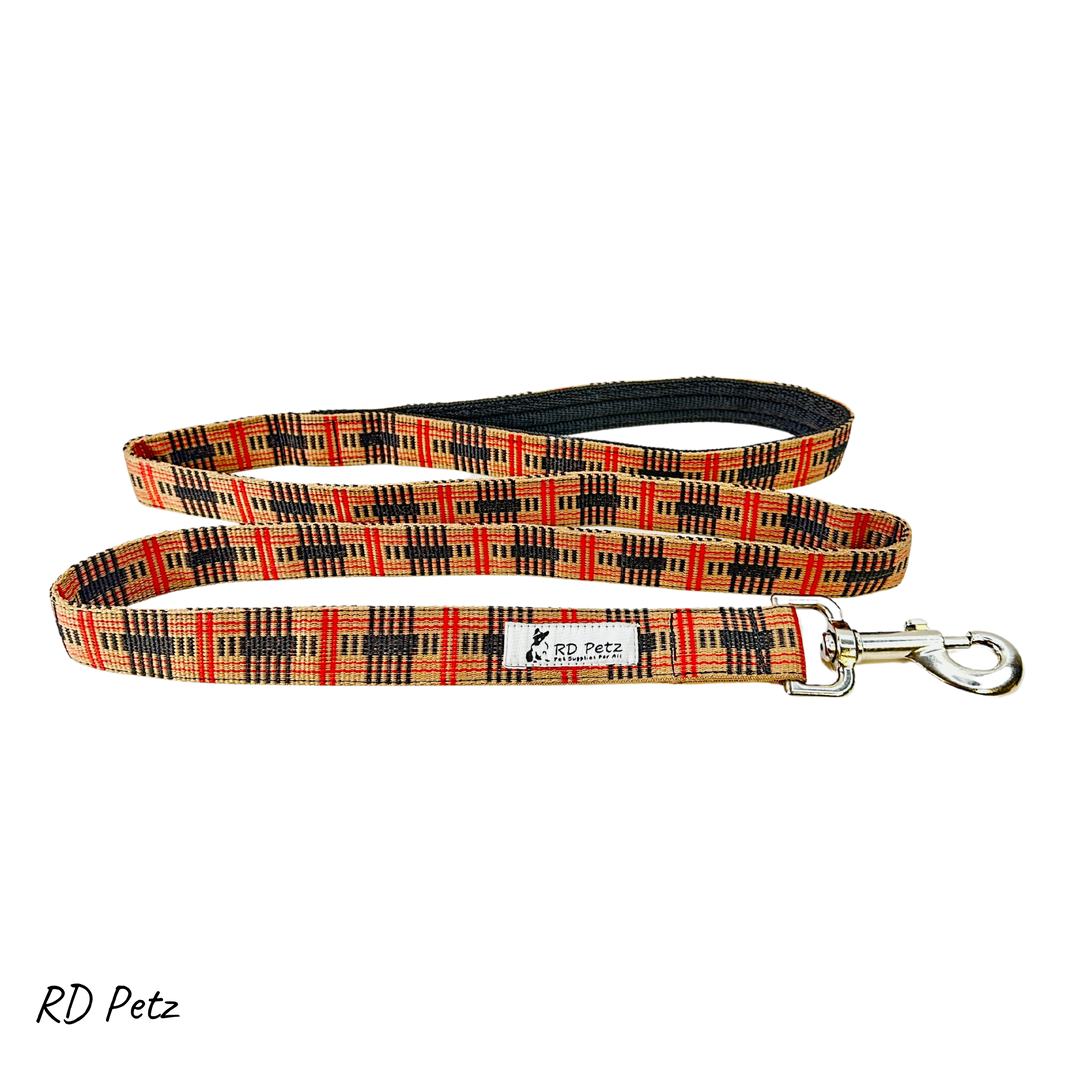 Camel tartan color extra large size lead for dog