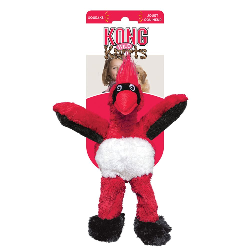 Wild knots bird dog toy in red color
