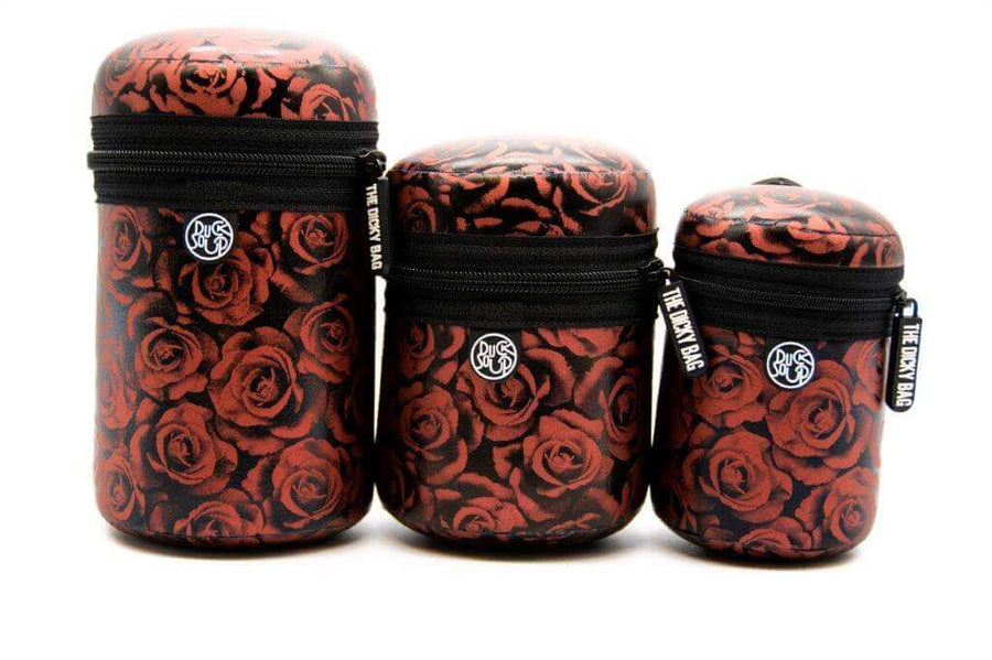 3 red rose dicky bag on white background