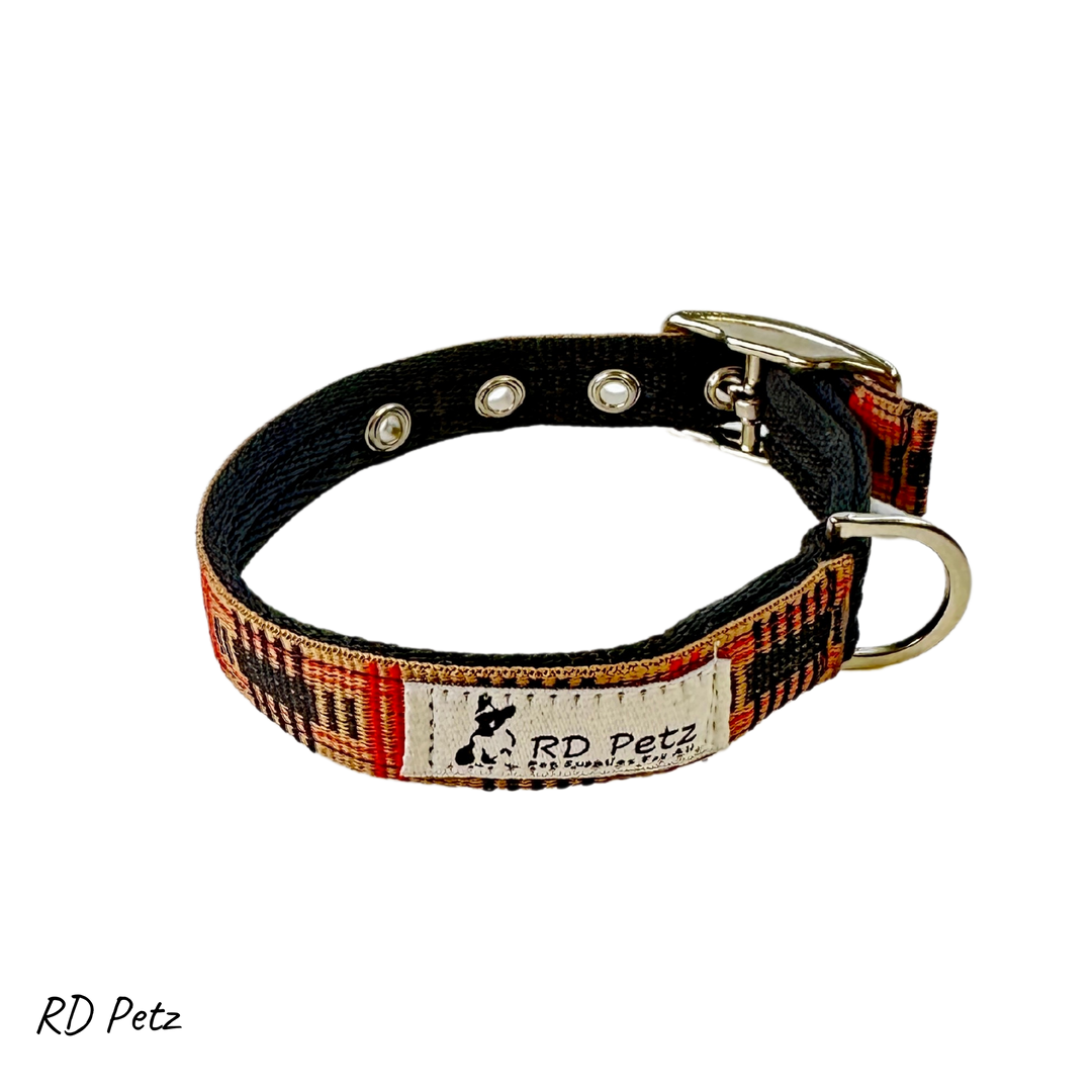 Medium size camel tartan color buckle collar for dogs