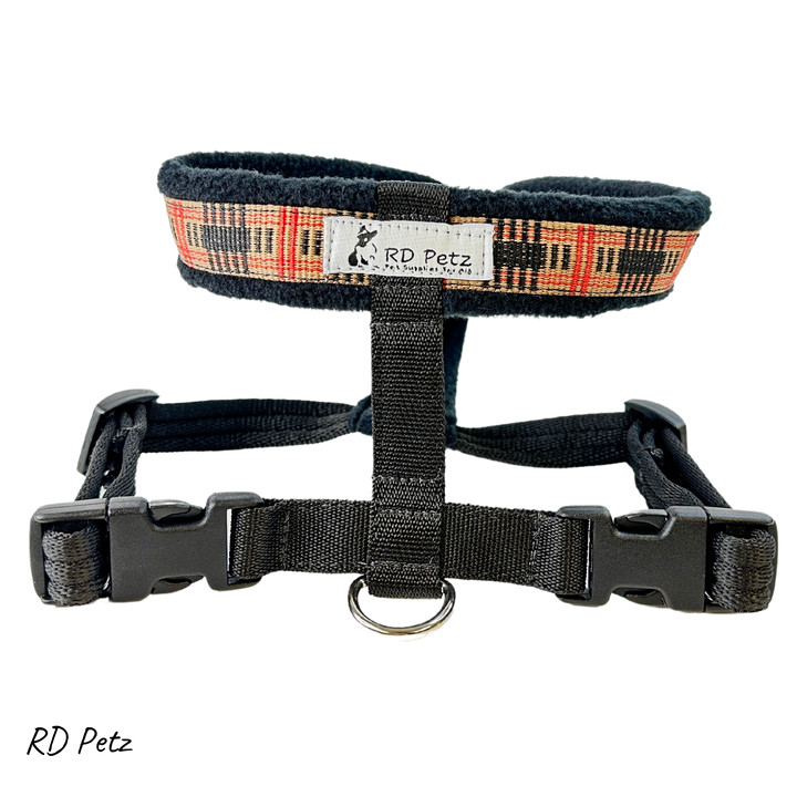 Petz medium size fleece camel tartan color harness for dogs