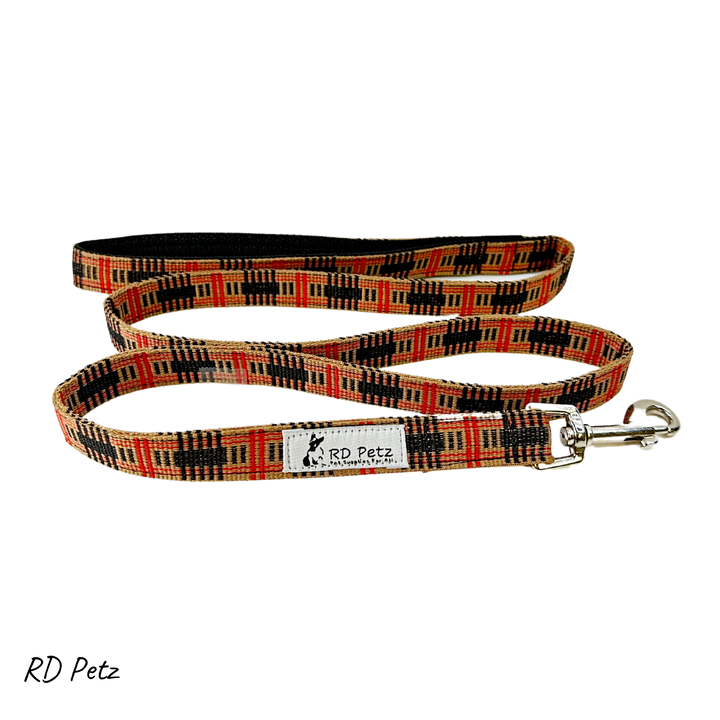 Camel tartan color medium size lead for dog