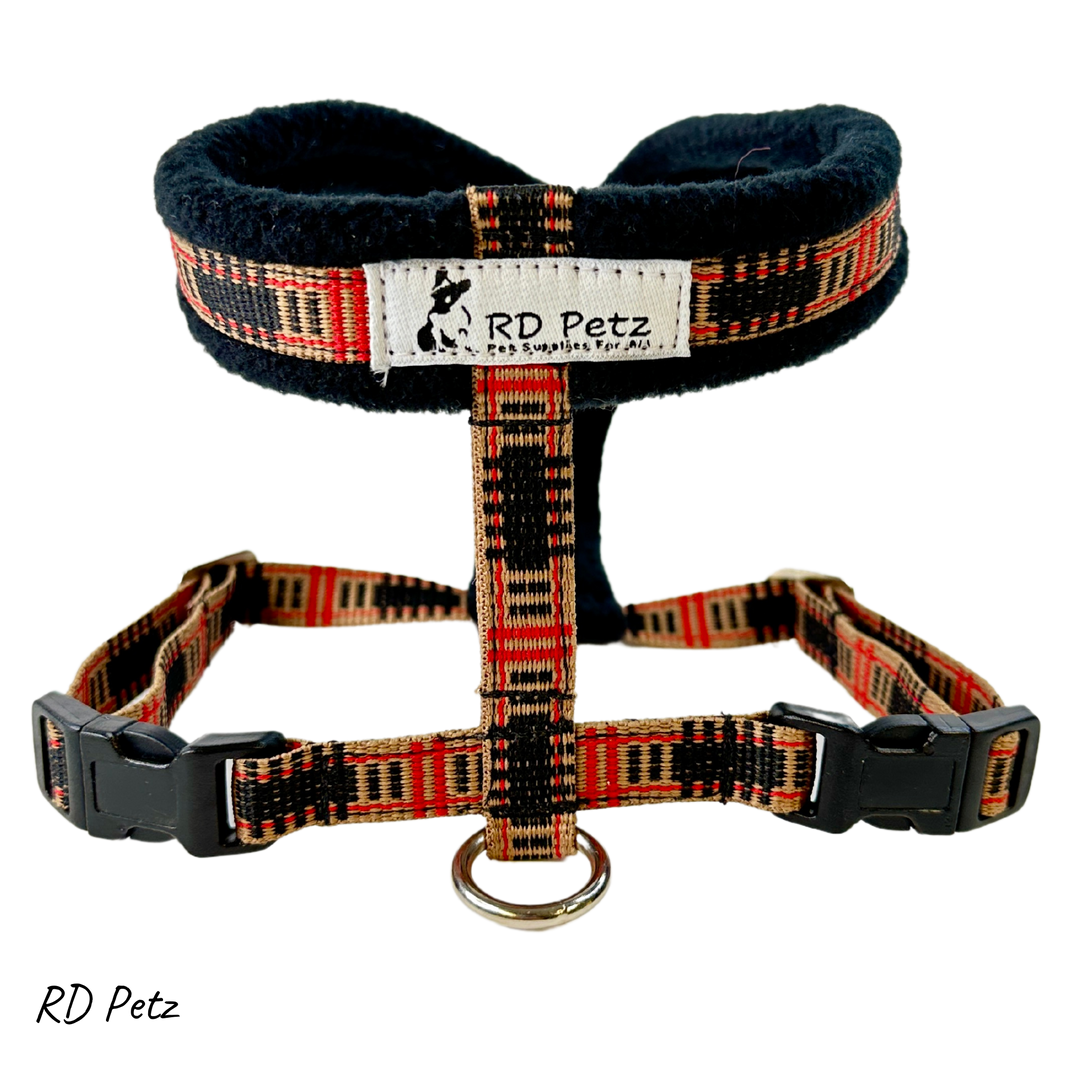 Petz small size fleece camel tartan color harness for dogs