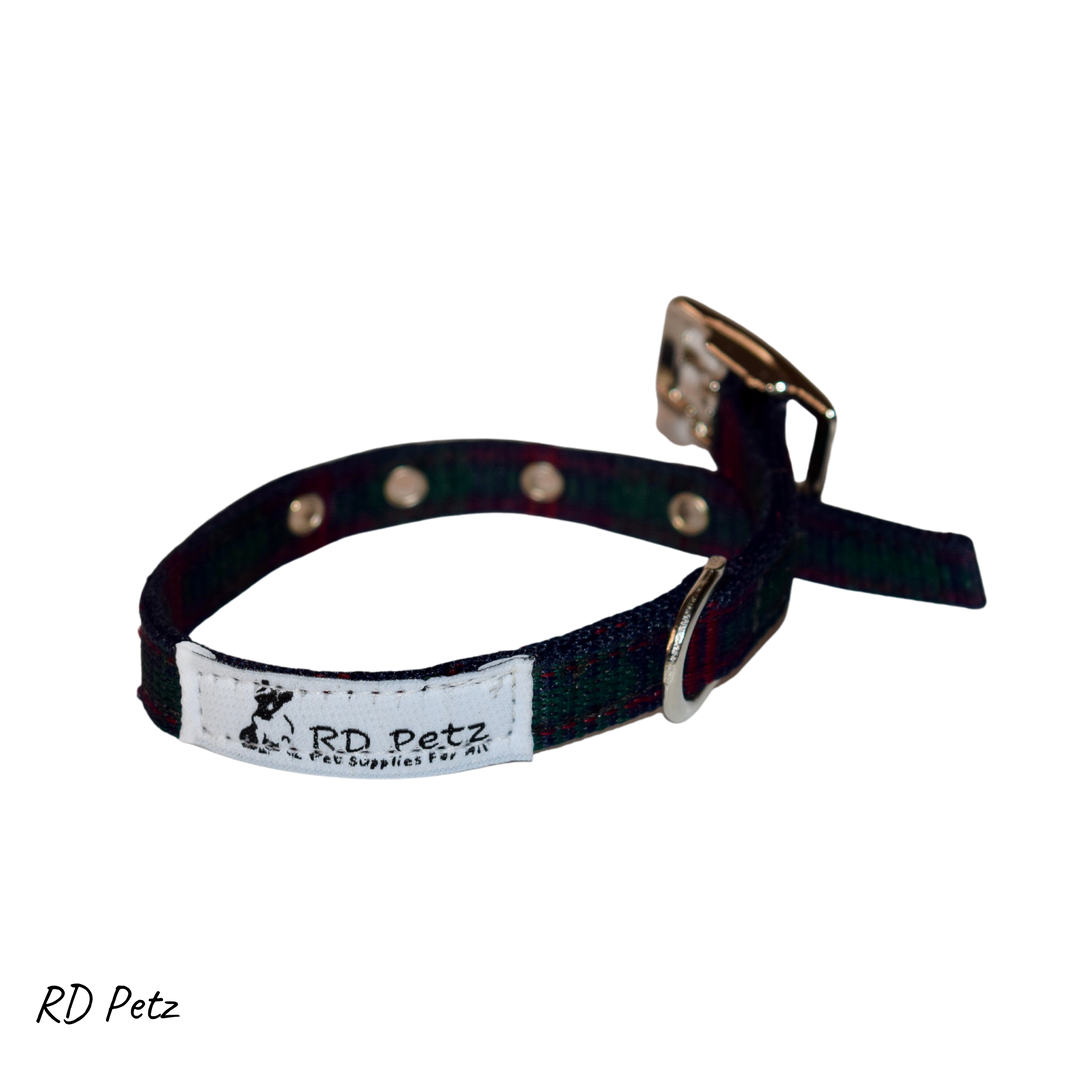 Small size green tartan color buckle collar for dogs
