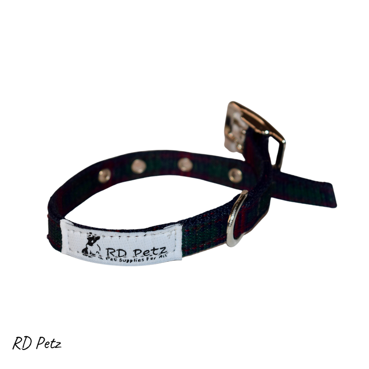 Small size green tartan color buckle collar for dogs