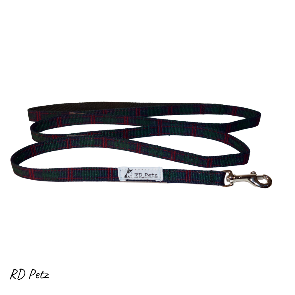 Green tartan color small size lead for dog