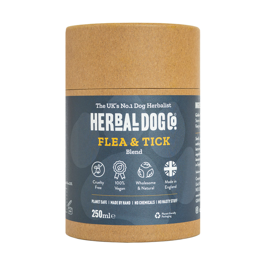 Bottle of herbal dog natural flea and tick blend