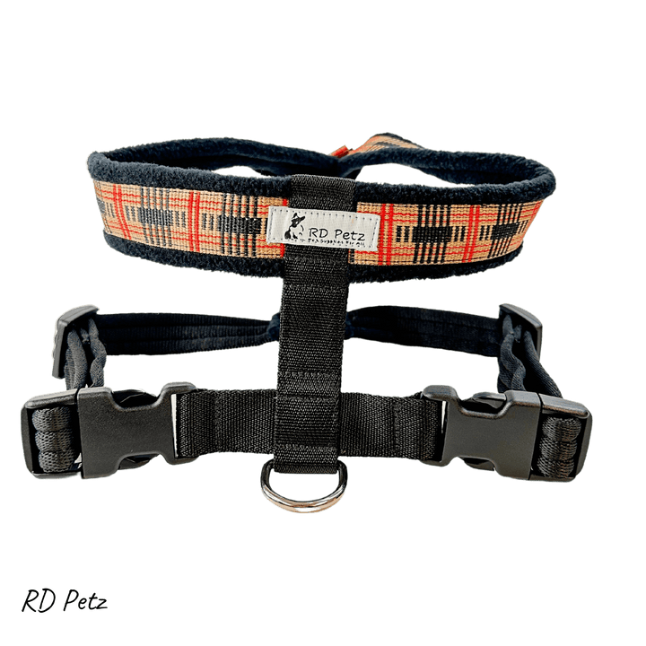 Petz extra large size fleece camel tartan color harness for dogs