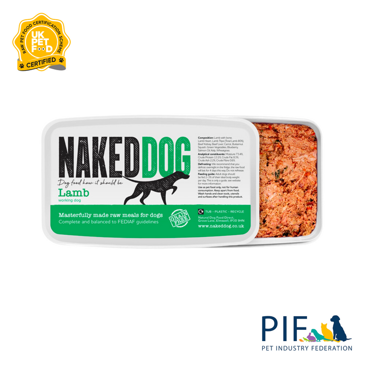 Naked dog original dog food made of lamb