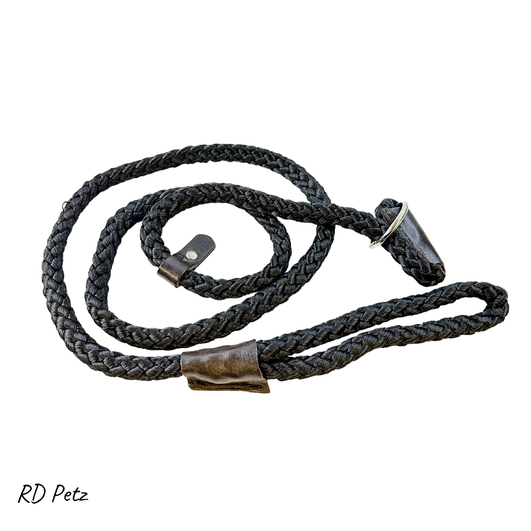 13mm petz rope slip lead black color for dogs