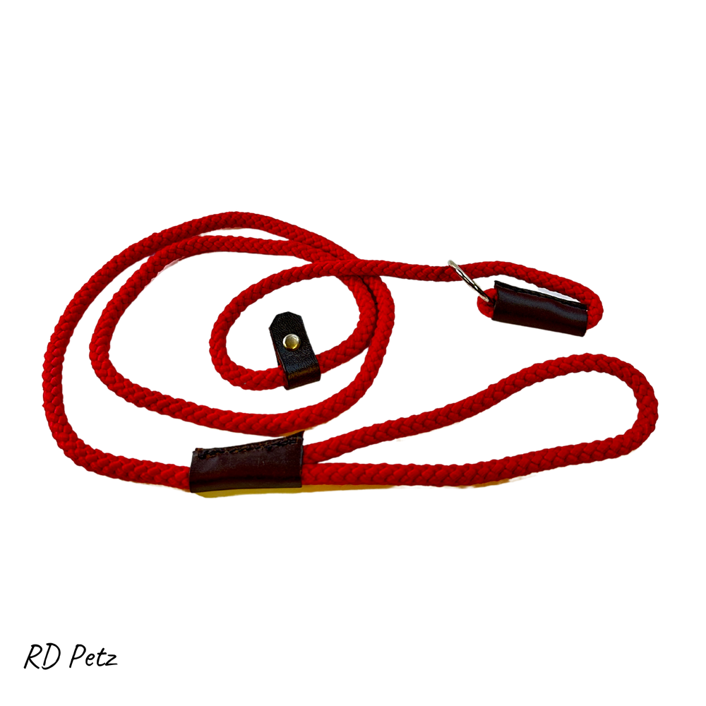 8mm petz rope slip lead red color for dogs