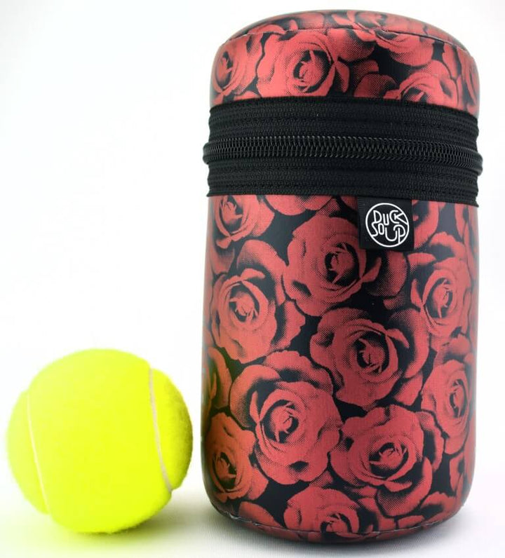 Large size red rose dicky bag with green tennis ball